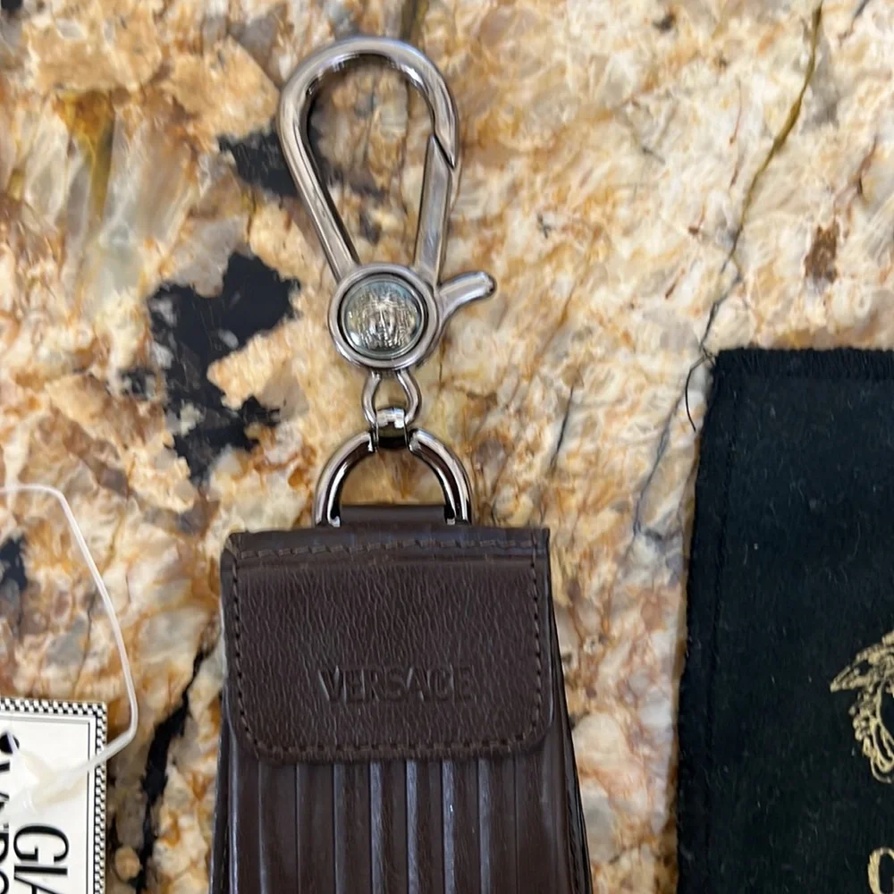 New Versace Leather key chain